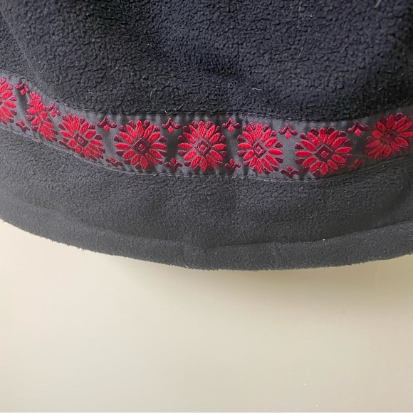 Rothschild Faux Fur Cuff & Hood Fair Isle Black Coat SZ Medium - Picture 11 of 16